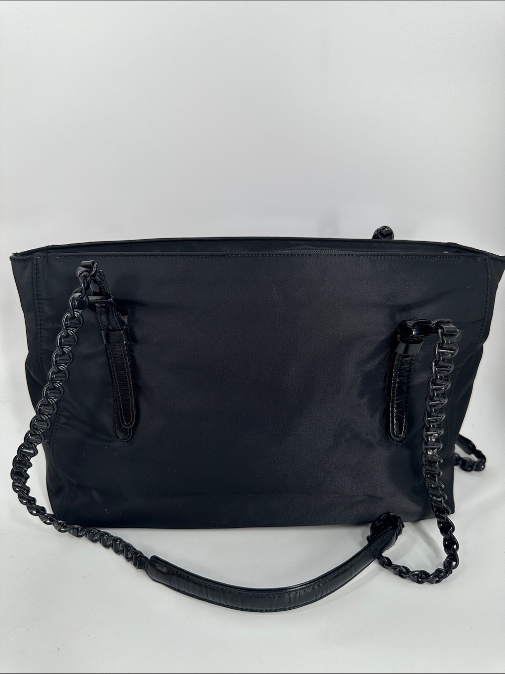 Prada Tessuto Nylon Tote Bag with chain link handles - Picture 5 of 8